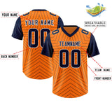 Custom Orange Navy Personalized Star Pattern Raglan Sleeves Authentic Football Jersey