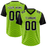 Custom Neon Green Black Personalized Star Pattern Raglan Sleeves Authentic Football Jersey