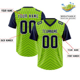 Custom Neon Green Navy Personalized Star Pattern Raglan Sleeves Authentic Football Jersey