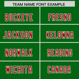 Custom Kelly Green Red Personalized Star Pattern Raglan Sleeves Authentic Football Jersey