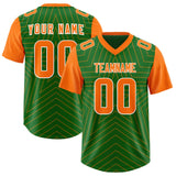 Custom Kelly Green Orange Personalized Star Pattern Raglan Sleeves Authentic Football Jersey
