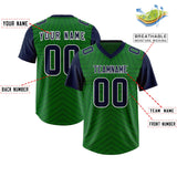 Custom Kelly Green Navy Personalized Star Pattern Raglan Sleeves Authentic Football Jersey