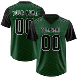 Custom Green Black Personalized Star Pattern Raglan Sleeves Authentic Football Jersey