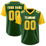Custom Green Gold Personalized Star Pattern Raglan Sleeves Authentic Football Jersey