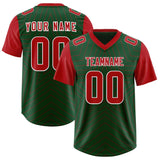 Custom Green Red Personalized Star Pattern Raglan Sleeves Authentic Football Jersey