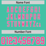 Custom Bright Green Pink Personalized Star Pattern Raglan Sleeves Authentic Football Jersey