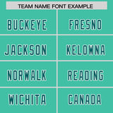 Custom Bright Green Aqua Personalized Star Pattern Raglan Sleeves Authentic Football Jersey