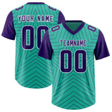 Custom Bright Green Purple Personalized Star Pattern Raglan Sleeves Authentic Football Jersey