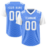Custom Powder Blue White Personalized Star Pattern Raglan Sleeves Authentic Football Jersey