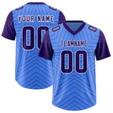 Custom Powder Blue Purple Personalized Star Pattern Raglan Sleeves Authentic Football Jersey