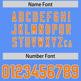 Custom Powder Blue Orange Personalized Star Pattern Raglan Sleeves Authentic Football Jersey