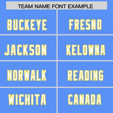 Custom Powder Blue Gold Personalized Star Pattern Raglan Sleeves Authentic Football Jersey