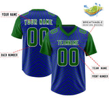 Custom Royal Kelly Green Personalized Star Pattern Raglan Sleeves Authentic Football Jersey