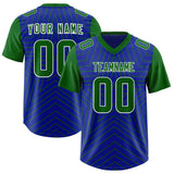Custom Royal Kelly Green Personalized Star Pattern Raglan Sleeves Authentic Football Jersey