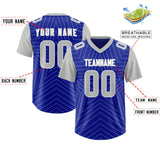 Custom Royal Gray Personalized Star Pattern Raglan Sleeves Authentic Football Jersey