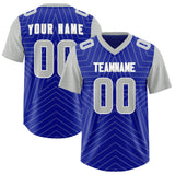 Custom Royal Gray Personalized Star Pattern Raglan Sleeves Authentic Football Jersey