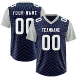 Custom Navy Gray Personalized Star Pattern Raglan Sleeves Authentic Football Jersey