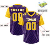 Custom Purple Gold Personalized Star Pattern Raglan Sleeves Authentic Football Jersey