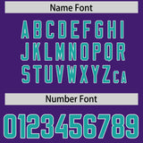 Custom Purple Aqua Personalized Star Pattern Raglan Sleeves Authentic Football Jersey