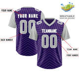 Custom Purple Gray Personalized Star Pattern Raglan Sleeves Authentic Football Jersey