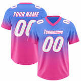 Custom Powder Blue Pink Gradient Fashion Outdoor Authentic Football Jersey