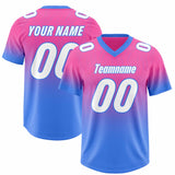 Custom Pink Powder Blue Gradient Fashion Outdoor Authentic Football Jersey