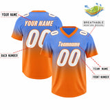 Custom Powder Blue Orange Gradient Fashion Outdoor Authentic Football Jersey