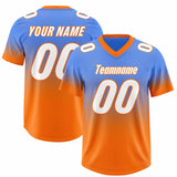 Custom Powder Blue Orange Gradient Fashion Outdoor Authentic Football Jersey
