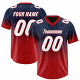 Custom Navy Red Gradient Fashion Outdoor Authentic Football Jersey