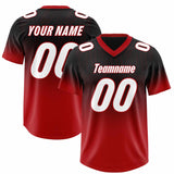 Custom Black Red Gradient Fashion Outdoor Authentic Football Jersey