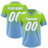 Custom Neon Green Powder Blue Gradient Fashion Outdoor Authentic Football Jersey
