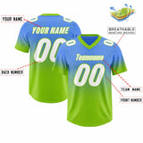 Custom Powder Blue Neon Green Gradient Fashion Outdoor Authentic Football Jersey