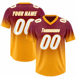 Custom Cardinal Yellow Gradient Fashion Outdoor Authentic Football Jersey