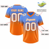 Custom Powder Blue Orange Gradient Fashion Outdoor Authentic Football Jersey
