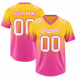 Custom Gold Pink Gradient Fashion Outdoor Authentic Football Jersey