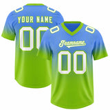 Custom Powder Blue Neon Green Gradient Fashion Outdoor Authentic Football Jersey