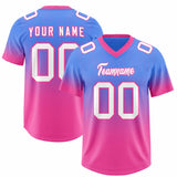 Custom Powder Blue Pink Gradient Fashion Outdoor Authentic Football Jersey