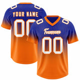 Custom Royal Orange Gradient Fashion Outdoor Authentic Football Jersey