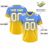 Custom Powder Blue Gold Gradient Fashion Outdoor Authentic Football Jersey