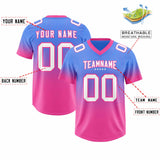 Custom Powder Blue Pink Gradient Fashion Outdoor Authentic Football Jersey