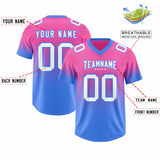 Custom Pink Powder Blue Gradient Fashion Outdoor Authentic Football Jersey