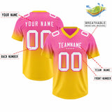 Custom Pink Gold Gradient Fashion Outdoor Authentic Football Jersey