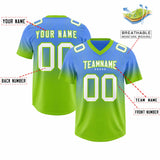 Custom Powder Blue Neon Green Gradient Fashion Outdoor Authentic Football Jersey