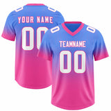 Custom Powder Blue Pink Gradient Fashion Outdoor Authentic Football Jersey