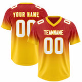 Custom Red Gold Gradient Fashion Outdoor Authentic Football Jersey