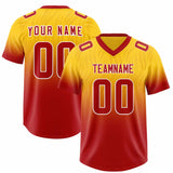 Custom Gold Red Gradient Fashion Outdoor Authentic Football Jersey
