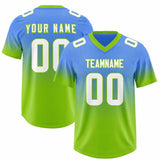 Custom Powder Blue Neon Green Gradient Fashion Outdoor Authentic Football Jersey