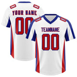 Custom White Royal Side Stripe Pattern Authentic Football Jersey