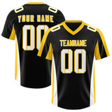 Custom Black Gold Side Stripe Pattern Authentic Football Jersey