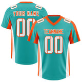 Custom Aqua Orange Side Stripe Pattern Authentic Football Jersey